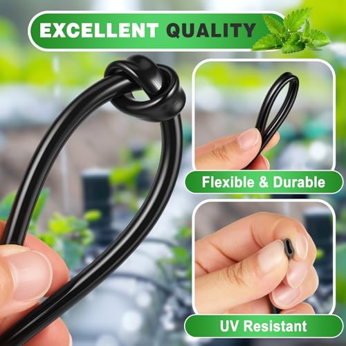 100 ft 1/4 Inch Drip Irrigation Tubing Kit, 1/4" Black Drip Hose with 110 Pcs Fittings, Distribution Hose Tube Set with Spool for Garden DIY Irrigation System