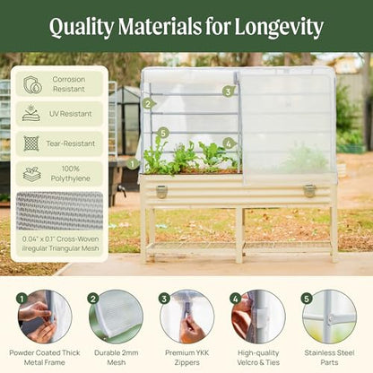 Vego garden Mesh Cover System for 2' x 6' Elevated Raised Garden Bed-V Series, 4 in 1 Trellis and Cover for Plants, Garden Bed Not Included - size: 2' x 6'