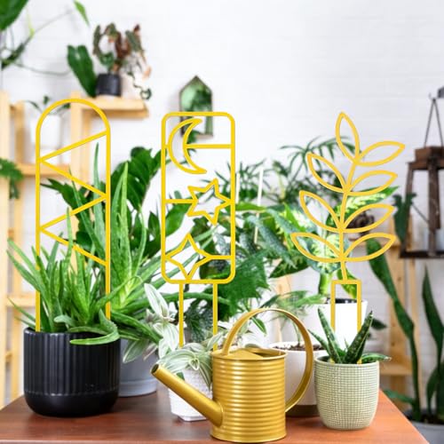 4 Pcs Plant Trellis Indoor Gold Small Trellis for Potted Plants - style: Unique,Gold