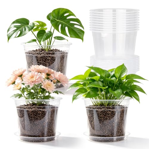 6 Inch Clear Nursery Pots with Drainage Hole 12Pcs,Plastic Plant Planters - color: 6 in
