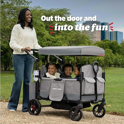 Radio Flyer Pathfinder 4-Seat Stroller Wagon, for Kids 6+ Months, UV Canopy - size: 4 Seats