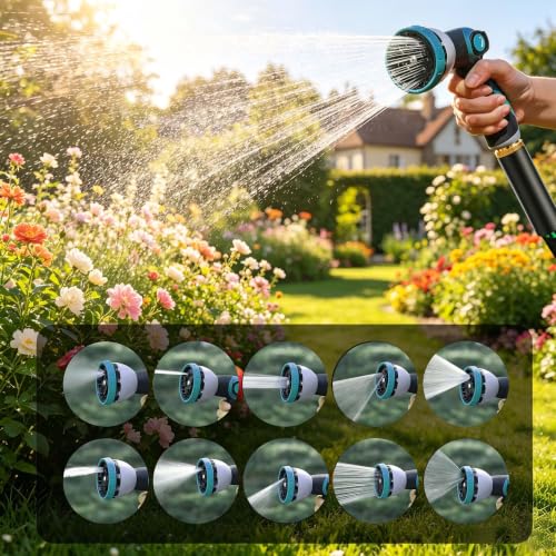 Garden Hose 25FT Lightweight Kink-Free Thick Grip Outdoor (Blue+Black) - color: Blue