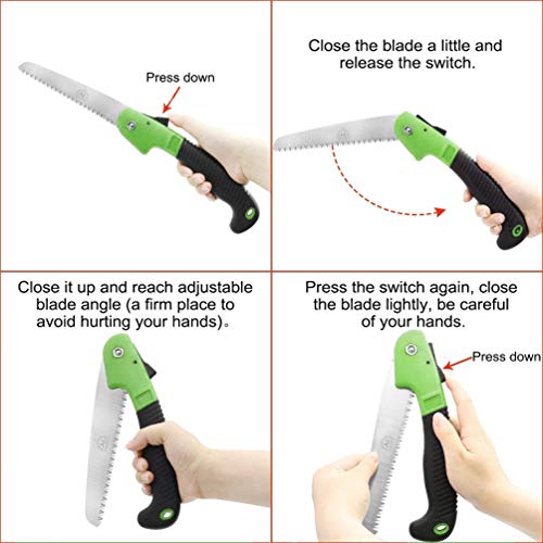 Folding Pruning Saw, 7"/180mm Sharp Hand Saw With Premium Secure Lock Comfort Soft Grip, Compact Sturdy Tree Trimmer for Garden Branch, Camping (Green/Black) - color: Green/Black