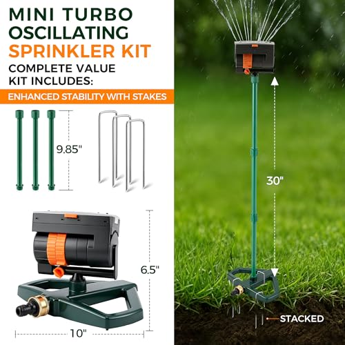 4 Way Adjustable Mini Turbo Oscillating Lawn Sprinkler(Weighted Base) - style: Metal Weighted Base
