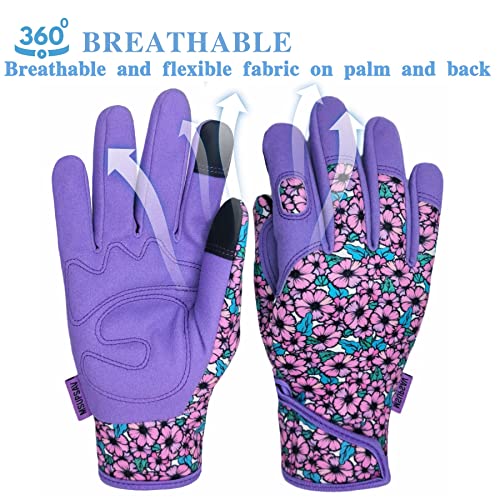 Cute Pattern Gardening Gloves,Thornproof Garden Glove,Gardener Gift - color: 1 Pair Per Pack-purple, size: Medium