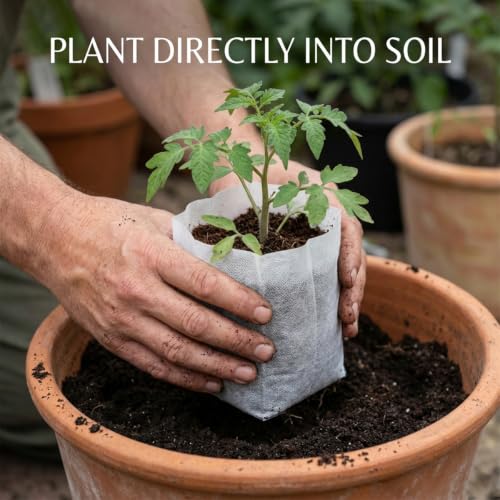 gardtree Plant Nursery Bags 5.5 * 6.3 inches 200PCS, Non-Woven Biodegradable Plant Grow Bags Fabric Seedling Starter Bags for Vegetable Flower Fruit Saplings Tree, Home Garden Supply - color: White, size: 5.5"x6.3"/200PCS