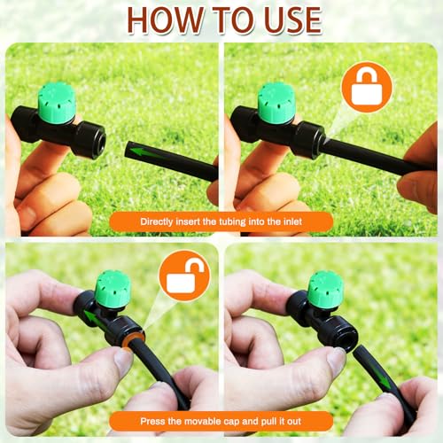 30 Pcs Three-Way Drip Irrigation Spray Emitters for 1/4 inch Tubing. - color: Green