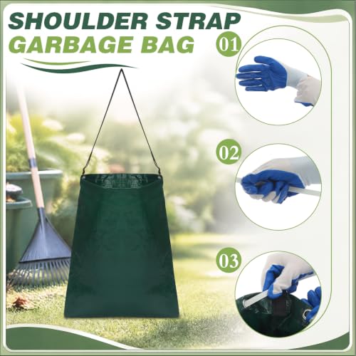 Faccito 2 Pack Litter Bag with Shoulder Strap Trash Leaf Bag Holder, Green - color: Green