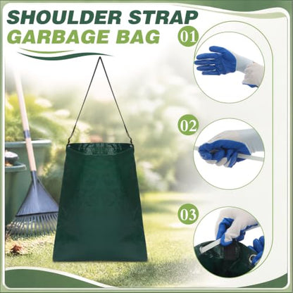 Faccito 2 Pack Litter Bag with Shoulder Strap Trash Leaf Bag Holder, Green - color: Green