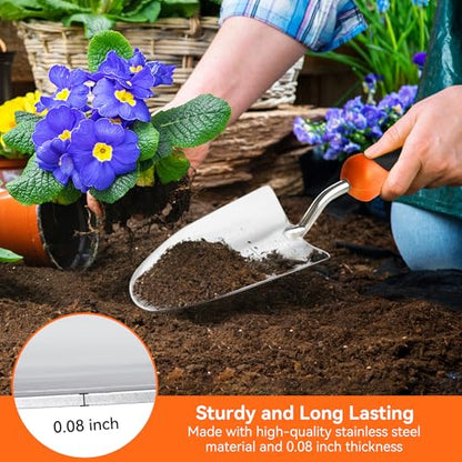 Garden Tool Set with Heavy-Duty Trowel, Transplanter & Cultivator