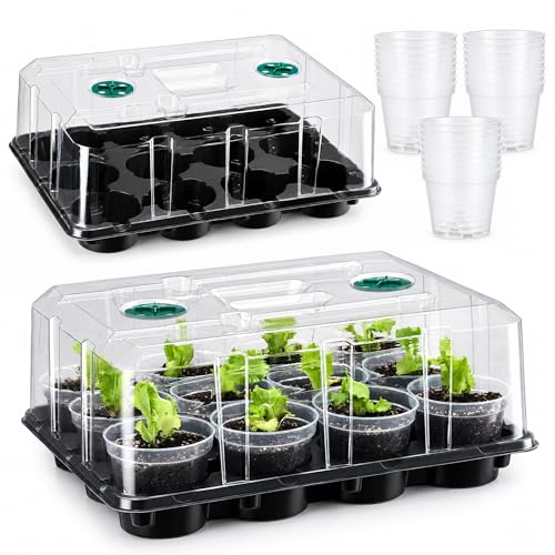 homenote 4 Inch Seed Starter Trays 2 Pack with Humidity Dome - size: 4 Inch, style: 2 Pack Tray+Nursery Pots+Humidity Dome