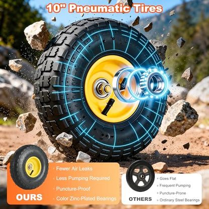 500 Lbs Heavy Duty Steel Garden Cart with Handle & 10" All Terrain Tires - color: Black Yellow, size: 500lbs