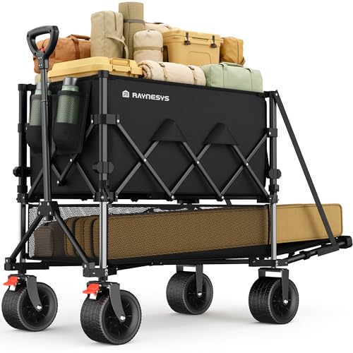 Double Decker Wagon,300L Large Capacity, Heavy Duty Collapsible Wagon - color: Black