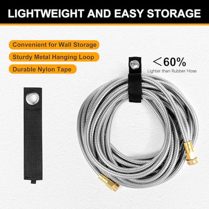 Metal Garden Hose 10ft, Short Stainless Steel Water Hose with Solid Fittings 3/4", Leak-Proof Small Hose for Outdoor,Outside,Yard,Lawn Patio - size: 10ft
