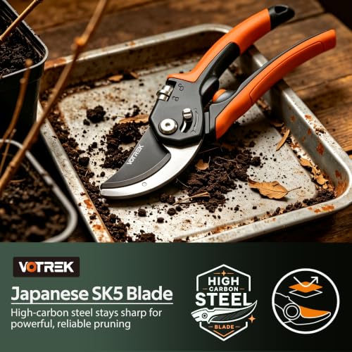 Anvil Pruning Shears, 3/4" Cut Capacity Garden Clippers Heavy Duty - color: Orange