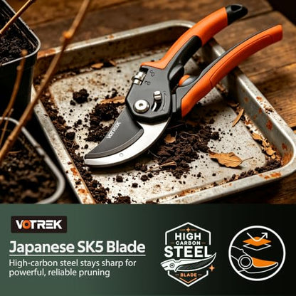 Anvil Pruning Shears, 3/4" Cut Capacity Garden Clippers Heavy Duty - color: Orange