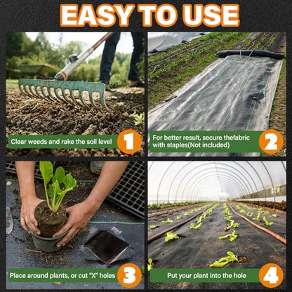 Winisok 3FT x 100FT Weed Barrier Landscape Fabric, 3.2oz Weed Control Geotextile Garden Cloth, Heavy Duty Breathable Mulch Ground Cover Black Mat for Backyard Landscaping Farming (2 Pack 3FT x 50FT) - size: 3FT x 100FT