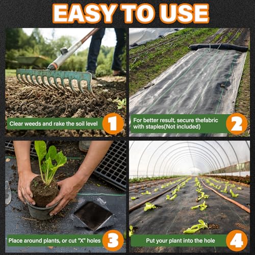 Winisok 4FT x 200FT Weed Barrier Landscape Fabric, 3.2oz Woven Garden Cloth, Heavy Duty Breathable Ground Cover for Landscaping, Gardening and Farming - size: 4FT x 200FT