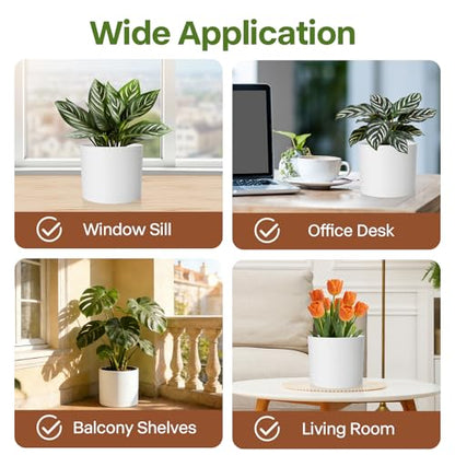 GARDIFE 3 Pack Cylinder Planter Set 10/9/8 Inch White Indoor Plant Pots - color: White