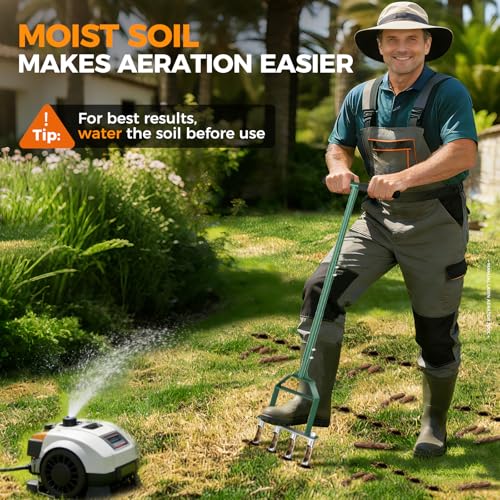 Suntee Lawn Aerator Tool, Green Manual Core Aerator for Lawn Care