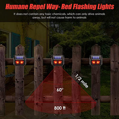 8 Pack Solar Predator Eyes Nocturnal Animal Repellent Outdoor,Auto Activate Animal Deterrent Predator Lights for Coyote,Racoon,Foxe,Skunk,Deer,Red LED Wildlife Guard for Yard, Garden,Farm,Chicken Coop