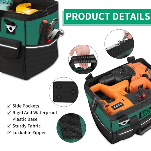 GRENPRO 13.5" Small Tool Bag Organizer, Wide Mouth Portable Toolbox - size: 14 Inch Soft Bottom
