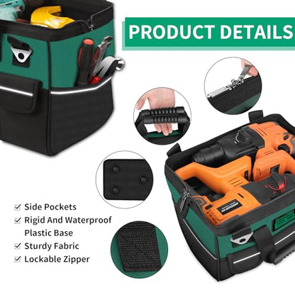 GRENPRO 16" Heavy Duty Tool Bag Organizer, Wide Mouth Portable Toolbox - size: 16 Inch Soft Bottom
