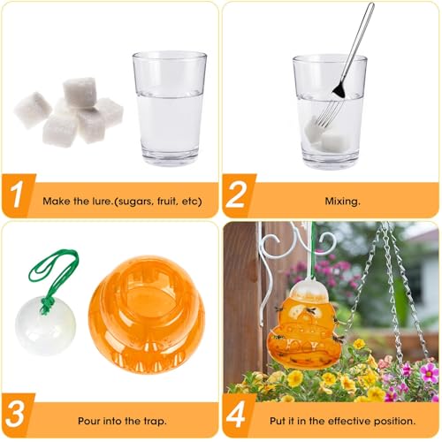 2 Pack Reusable Wasp Traps Outdoor Hanging - color: orange