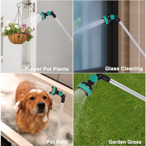 Yesker Watering Wand for Garden Hose, 35 Inch, 9 Spray Patterns, Adjustable Water Sprayer with Pivoting Head, Garden Hose Nozzle with Thumb Flow Control, Ideal for Water Hanging Baskets and Shrubs - size: 35 inches