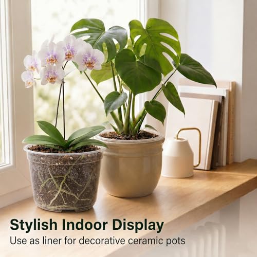 10 Pack 10 Inch Clear Nursery Pots, Large Clear Plant Pots with Drainage - size: 10 Inch-10 Pack