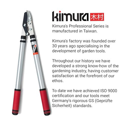 Kimura® Pro Heavy Duty Garden Loppers - 25-37", Premium Anvil Loppers with Compound Action Mechanism, Lightweight Telescopic Handles, Sharp Japanese SK5 Steel Blades, Extendable Garden Cutters - size: 25"-37"