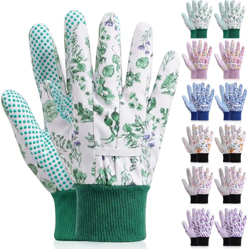 Cutecrop 9.5" Gardening Glove for Women, Floral PVC Grip - style: Pastel
