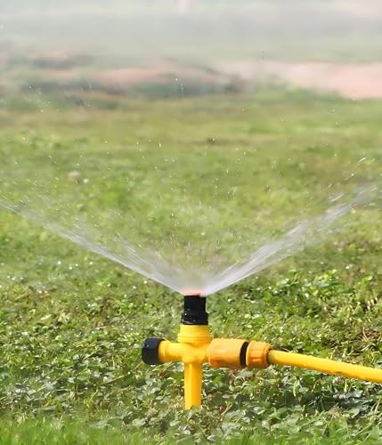 360° Adjustable Lawn & Garden Sprinkler - Durable ABS Ground Spike Sprinkler System for Grass, Yards & Flower Beds | Connectable Design for Wider Coverage（2pcs）