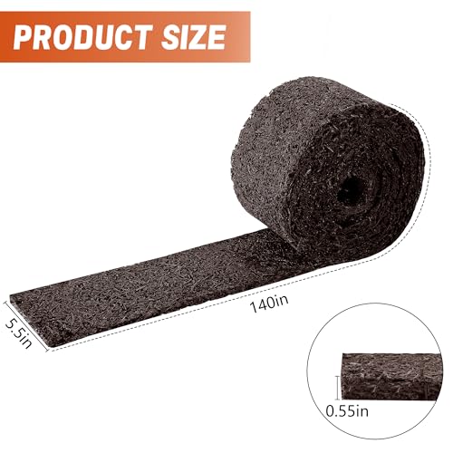 140" x 5.5" Recycled Rubber Mulch Mat Roll for Landscaping, Mulch Barrier