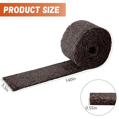 140" x 5.5" Recycled Rubber Mulch Mat Roll for Landscaping, Mulch Barrier
