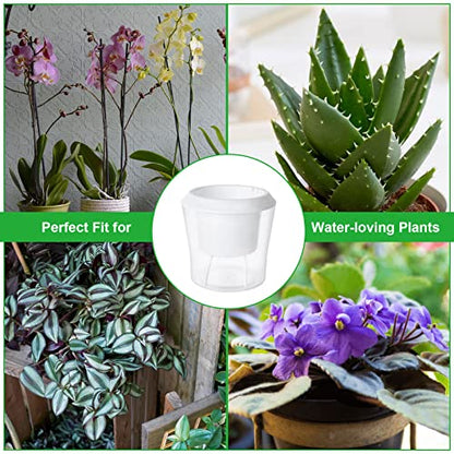 MNKNENG 12 Pack Self Watering Pots for Indoor Plants 4.3 Inch Small Self-Watering Planter Pots with Water Level Indicator, Clear Plastic Round Plant Pot for Succulent, Flower, Herb,Office Home Decor