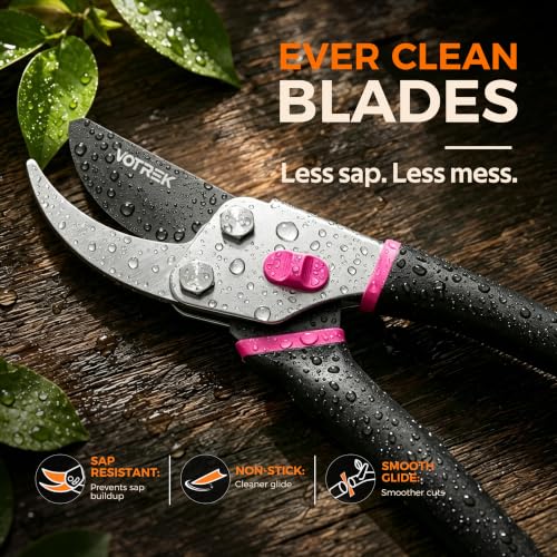 Bypass Pruning Shears, 8.5" Jam-Proof Spring Clippers for branches - color: Rose Pink-new