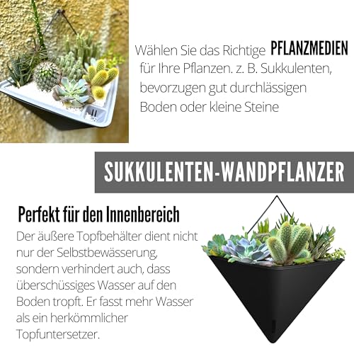 LaLaGreen Wall Planter for Indoor (12in, 4 Pack) Large Self Watering Plants - color: Black X 4 Pack