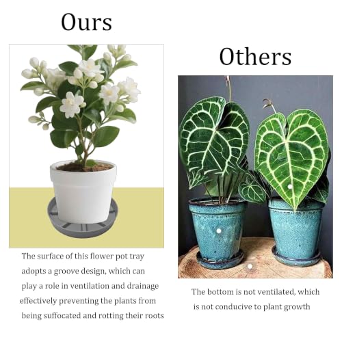 2Pcs 6 Inch Plant Saucer Drip Tray, Clear Plastic Flower Pot Saucers, Thicker Anti-Rot Root Water Catcher Tray for Indoor Outdoor Planters, Heavy Sturdy Pot Base Plate Grey - color: Gray
