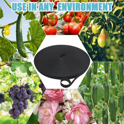 Black Garden Tie for Garland,17FT Plant Straps for Effective Growing Reusable Plant Tape,Plant Ties for Branches Climbing Plants Supports for Indoor Outdoor Greenhouse