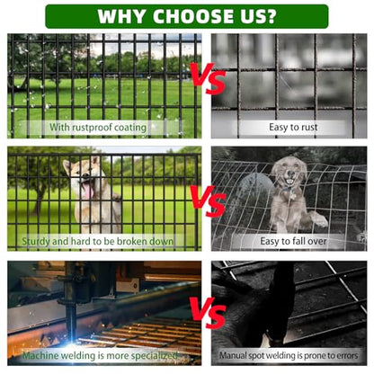 15 Panels Garden Fencing Animal Barrier with Lock, 40 in(H) X 36 ft(L) Dog Fence Outdoor for Yard Rustproof No Dig Decorative Tall Garden Fence Metal Wire Panel Border Rabbit Ground Stakes Fencing - size: 40in(H) X 36Ft(L)