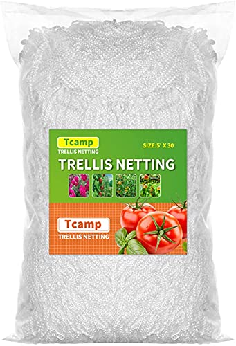Tcamp Heavy-Duty Polyester Plant Trellis Netting,1 Pack - size: 3.5" Mesh (5 Ft X 30 Ft)