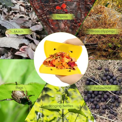 2 Sets Leaf Scoops Hand Rakes with 2 Pairs Gloves, Large Lightweight Plastic Leaf Grabbers for Picking Up Leaves, Lawn Debris, Grass Clippings, Garden Yard Waste and Trash