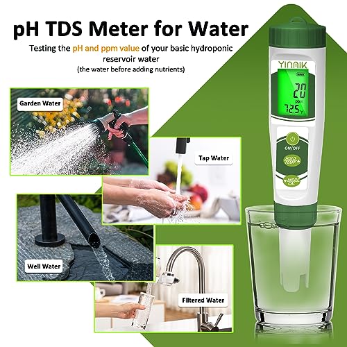 YINMIK pH EC Meter for Water Hydroponics, Digital PPM Meter for Nutrients - color: Green
