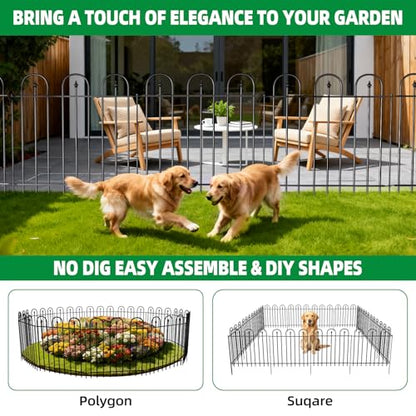 Garden Fence Animal Barrier - 10 Panels, 32 in(H) x 24 ft(L) No Dig Garden Fence, Arched Decorative Garden Fence Border with Ground Stakes, Rustproof Metal Fencing for Yard Patio Dog Rabbit - size: 10 Panels-24 ft(L) X 32 in(H)