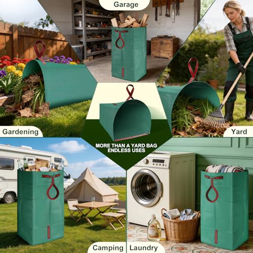 Yard Waste Bags 72 Gal 2-Pack, Reusable No-Bend Dustpan Leaf Bags