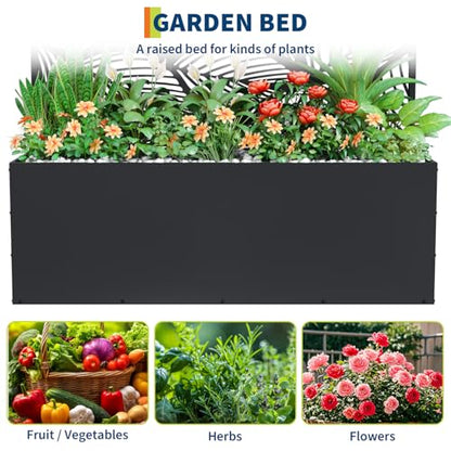 Garvee 71"x47"x16" Metal Planter Box with Trellis for Climbing Plants Vines - color: Birch Leaf, size: no Wheel