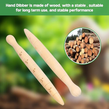 Wooden Seed Dibber with Measurement Handheld Save Time Ergonomic Round Handle Quick Efficient Seed Planter Tool Tapered Gauge - color: Style a