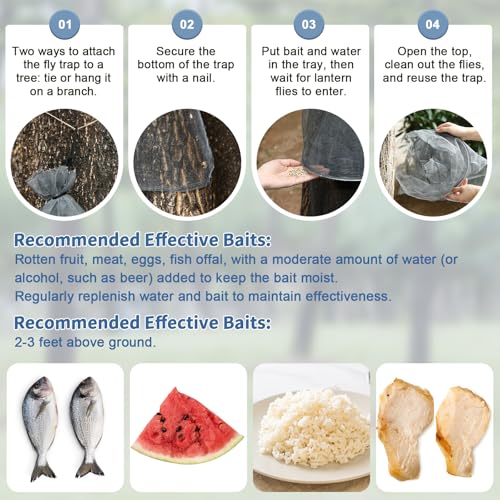 4 Pcs 2 in 1 Spotted Lanternfly Trap with Bait Tray, Fly Traps Outdoor, Enhanced Lanternfly Tree Trap, Ranch Fly Pest Catcher Cage for Backyard Garden Park Farm Tree Protection(Grey)