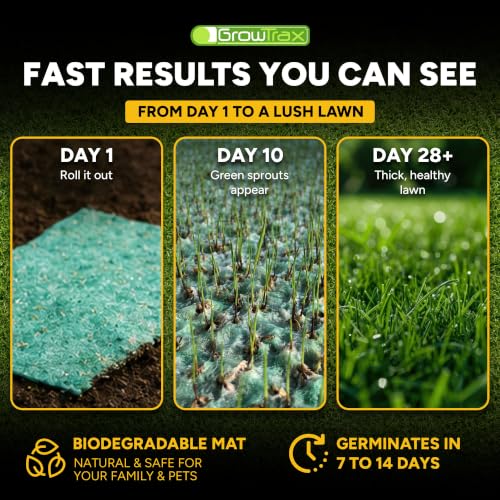 Growtrax Biodegradable Grass Seed Mat - 200 Sq Ft Bermuda & Rye Blend